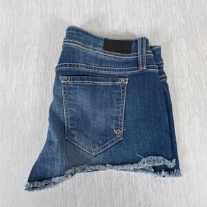 Bebe Jean Shorts Womens 26 Blue Cut Off Demin Shorts Rhinestone